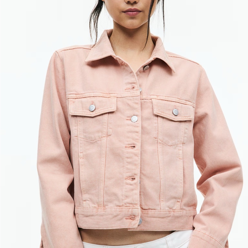 H&M dusty pink denim jacket